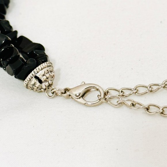 Onyx 3-Strand Chunky Necklace 15.5" + 3" Extender - Picture 5 of 7